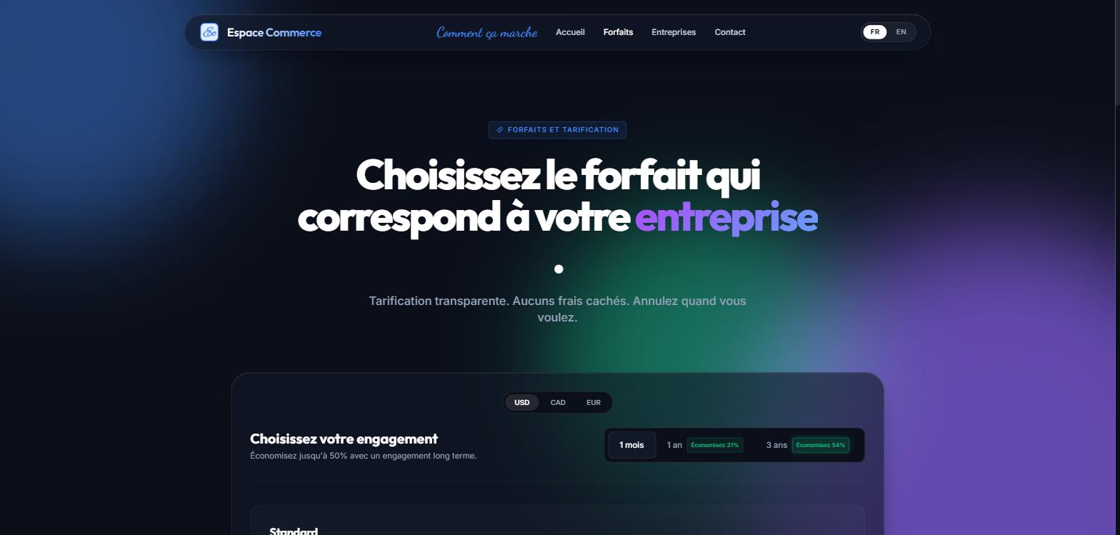 Page des forfaits