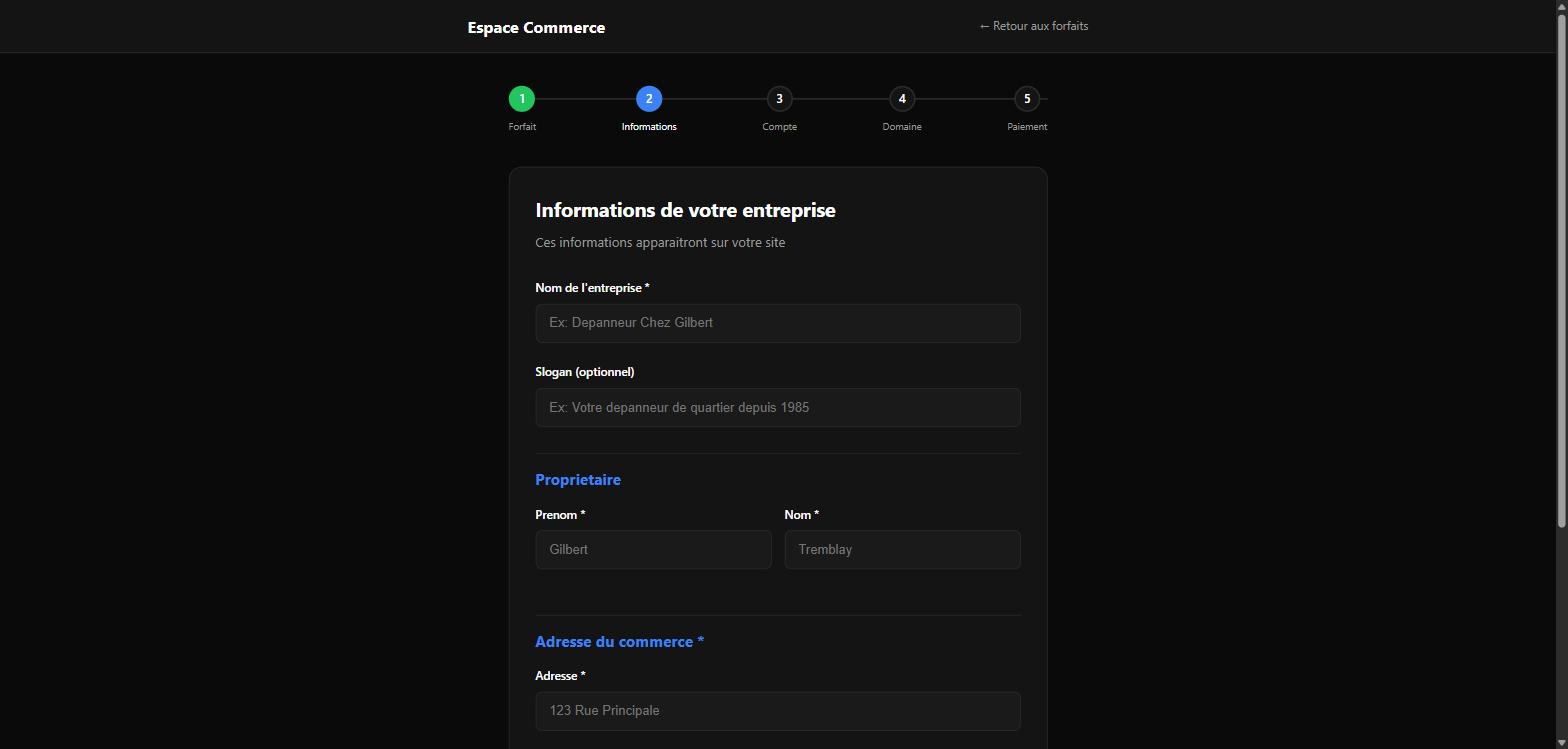 Étape 2 : informations de l'entreprise