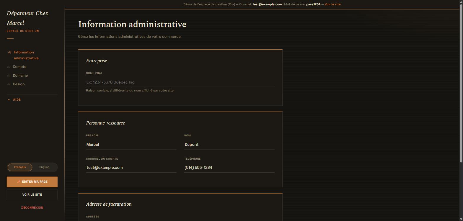 Espace de gestion Pro