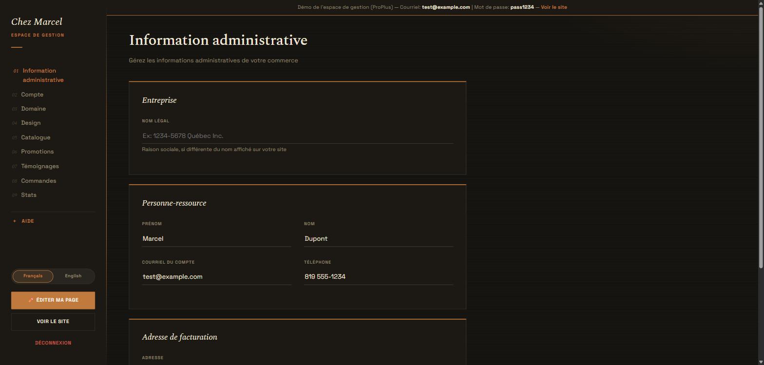 Espace de gestion Pro+